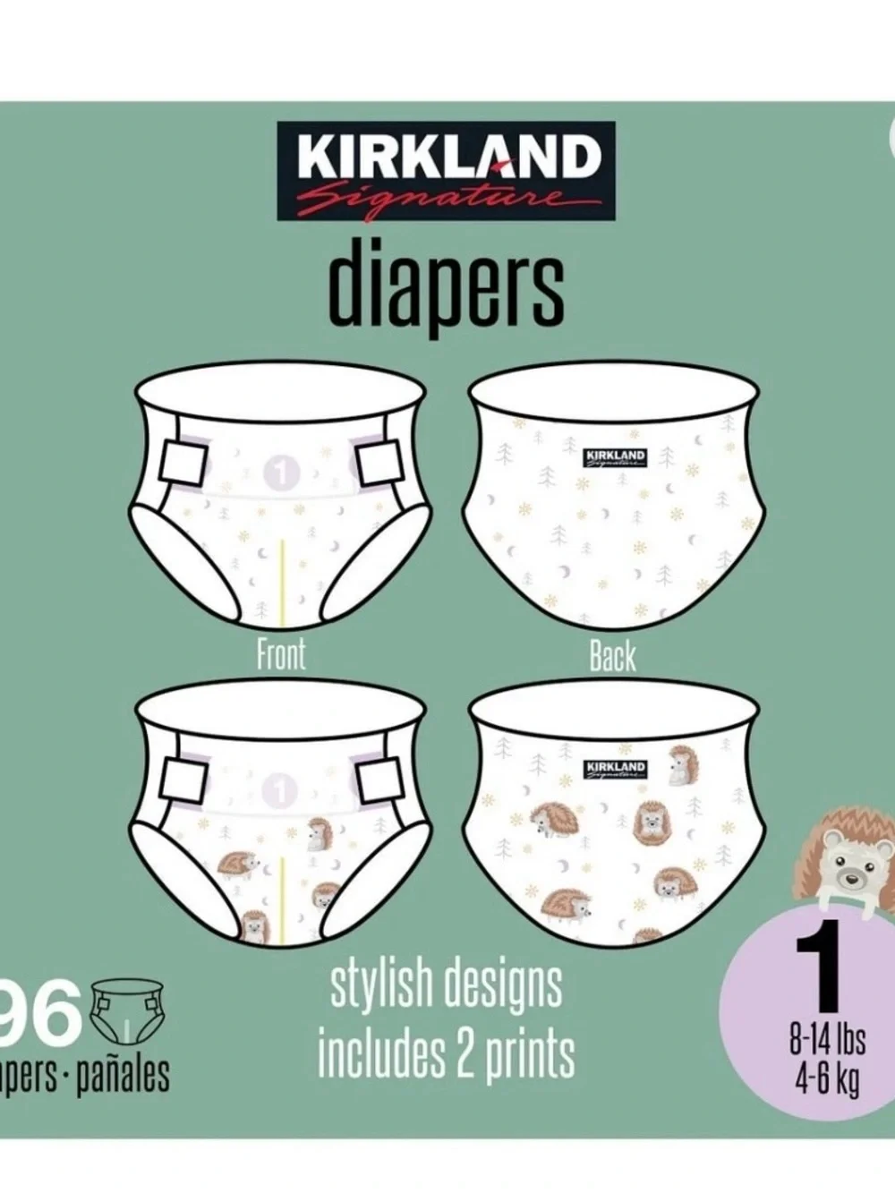Kirkland Signature Diapers — Green & Purple Accent Pack